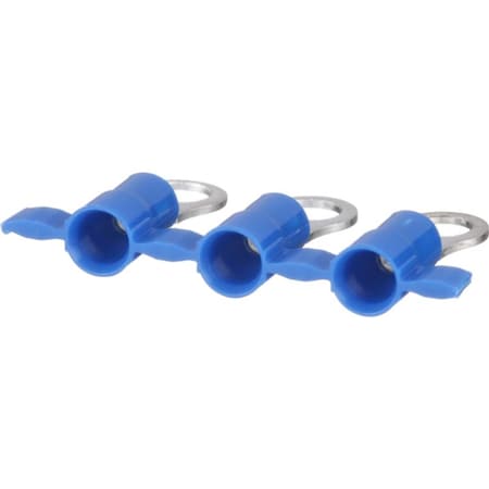 Panduit Ring Terminal, #10 Stud Size, 14 AWG, 600 V, Vinyl Insulated, Blue, Crimp Termination Only, 3000 PK PV14-10RB-3K